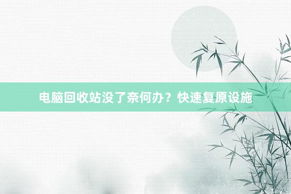 电脑回收站没了奈何办？快速复原设施