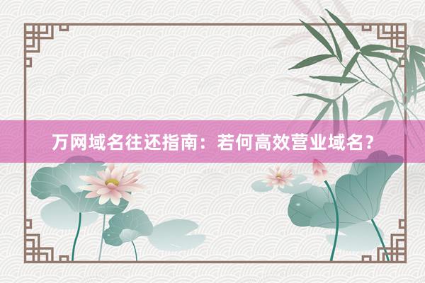 万网域名往还指南：若何高效营业域名？