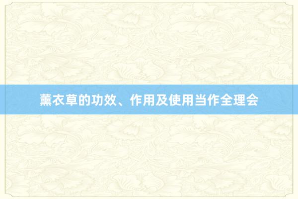 薰衣草的功效、作用及使用当作全理会